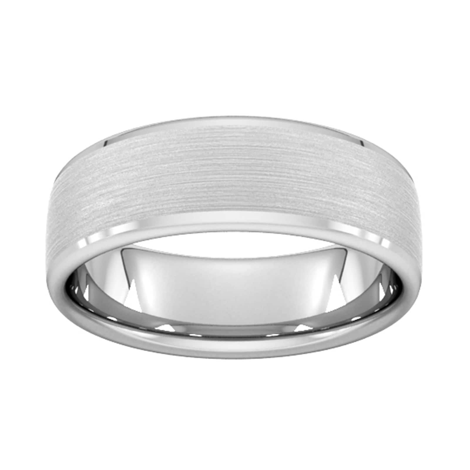 7mm Slight Court Heavy Polished Chamfered Edges With Matt Centre Wedding Ring In Platinum - Ring Size H