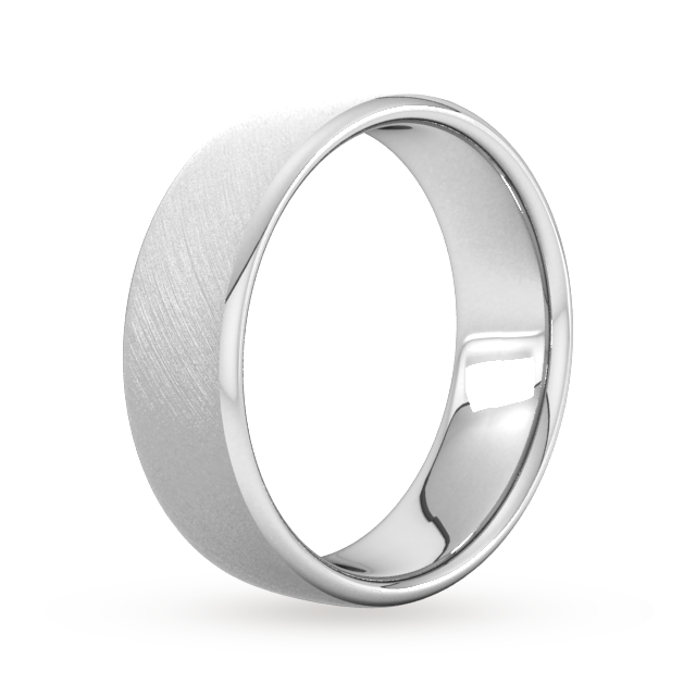 Goldsmiths 7mm Slight Court Heavy Diagonal Matt Finish Wedding Ring In Platinum - Ring Size X