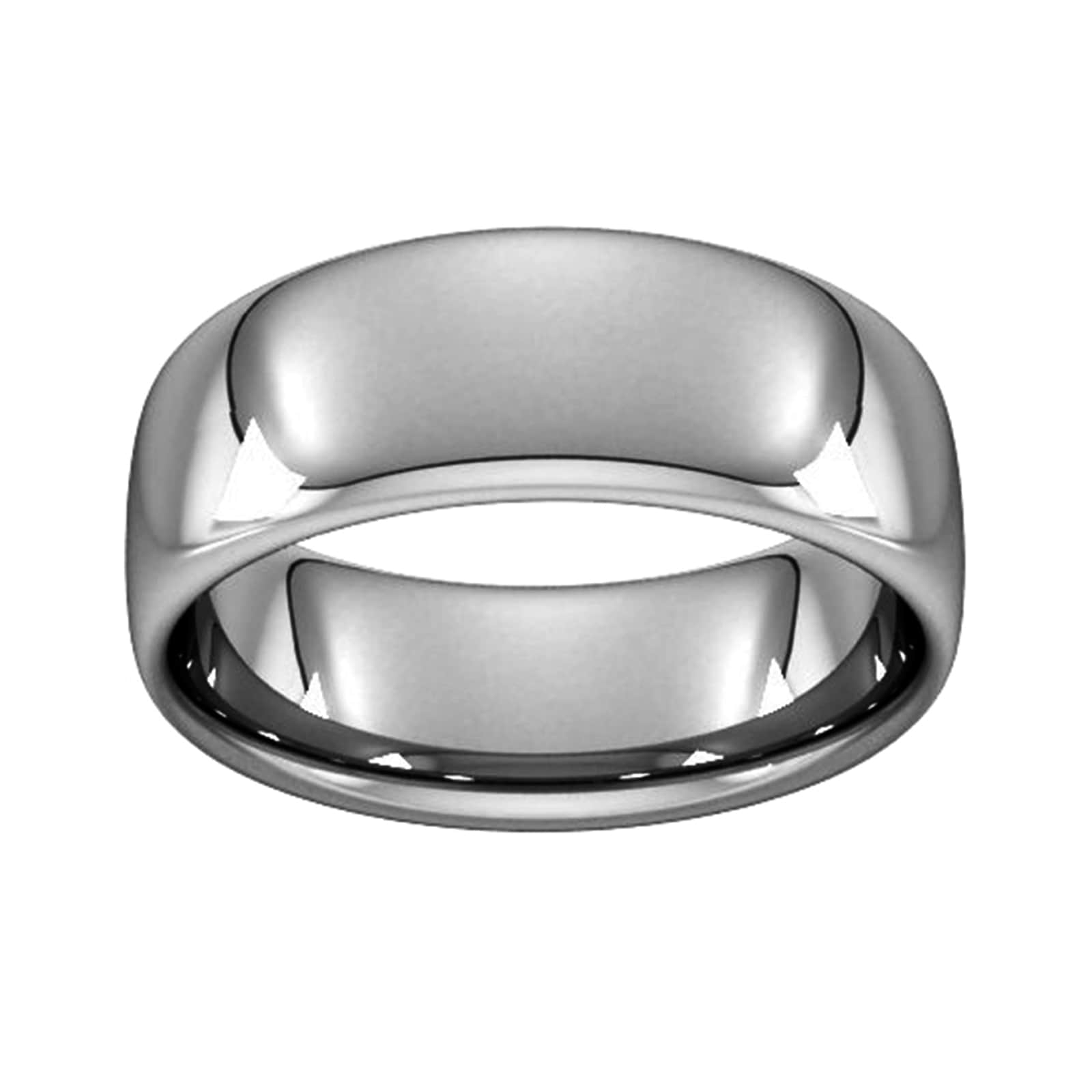 8mm Slight Court Heavy Wedding Ring In 18 Carat White Gold - Ring Size Q