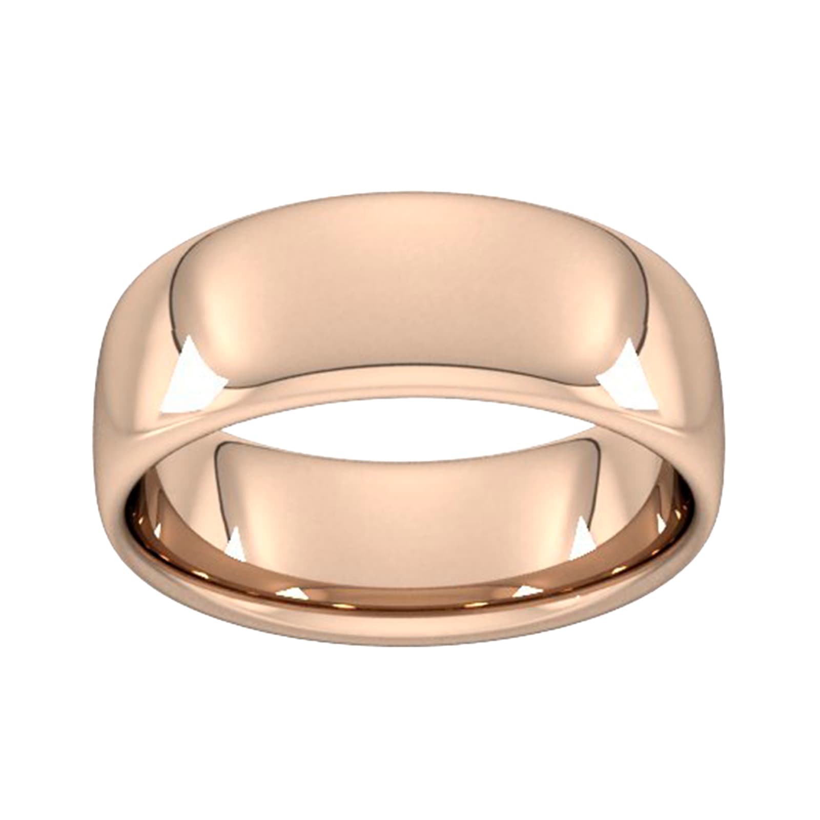 8mm Slight Court Heavy Wedding Ring In 18 Carat Rose Gold - Ring Size I
