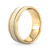 Goldsmiths 8mm Slight Court Heavy Matt Finish With Double Grooves Wedding Ring In 9 Carat Yellow Gold - Ring Size Y