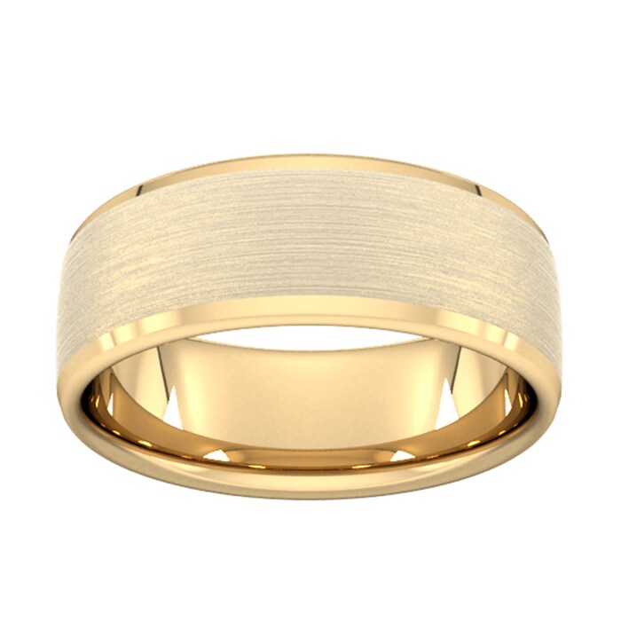 Goldsmiths 8mm Slight Court Heavy Polished Chamfered Edges With Matt Centre Wedding Ring In 9 Carat Yellow Gold - Ring Size S