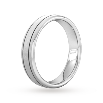 Goldsmiths 5mm Slight Court Standard Matt Finish With Double Grooves Wedding Ring In 950 Palladium
