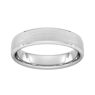 Goldsmiths 5mm Slight Court Standard Polished Chamfered Edges With Matt Centre Wedding Ring In 9 Carat White Gold