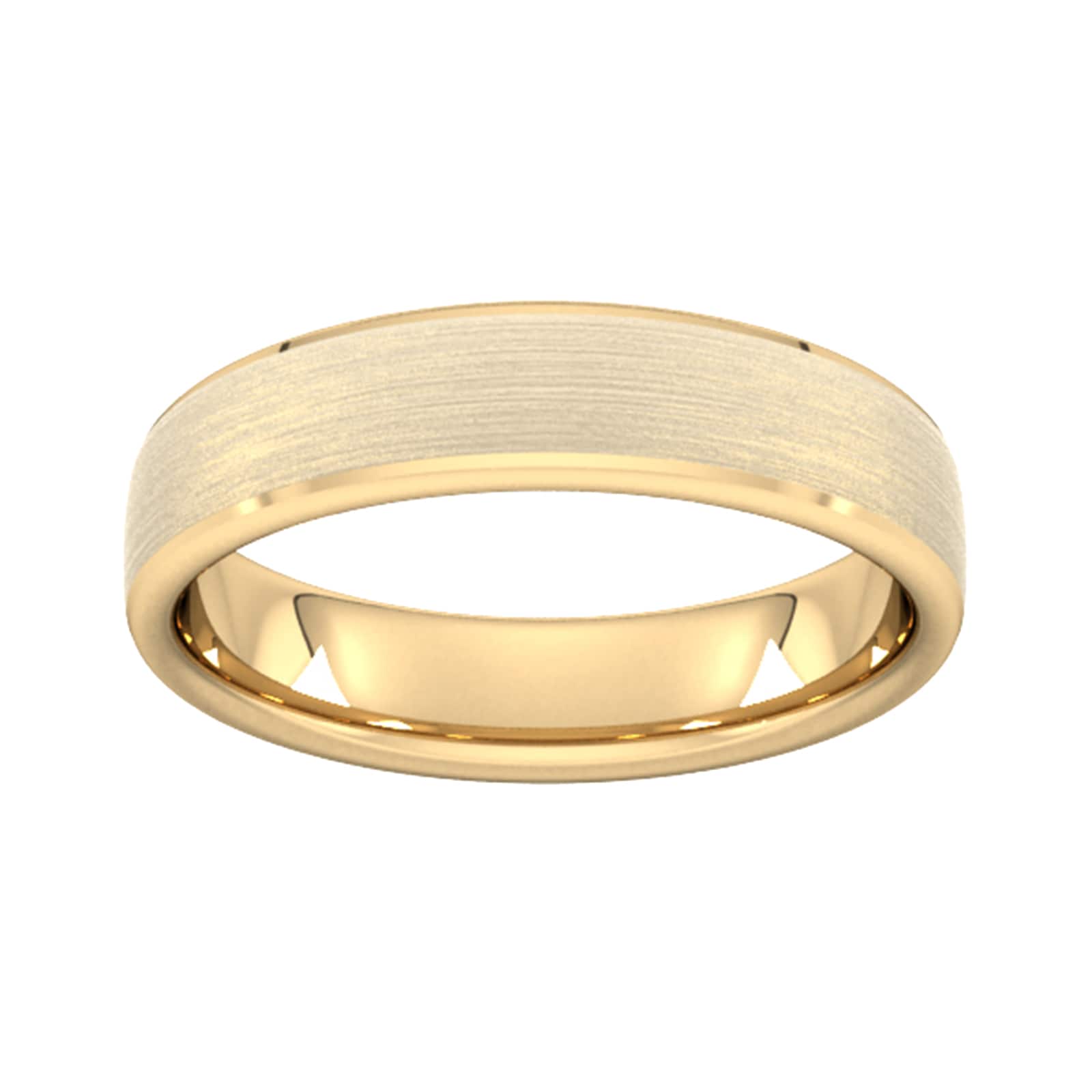 5mm Slight Court Standard Polished Chamfered Edges With Matt Centre Wedding Ring In 9 Carat Yellow Gold - Ring Size G