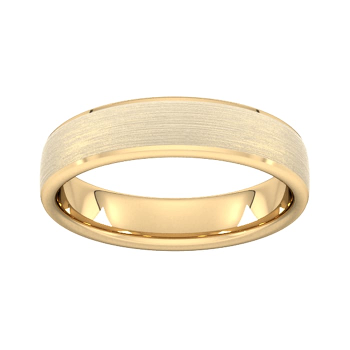 Goldsmiths 5mm Slight Court Standard Polished Chamfered Edges With Matt Centre Wedding Ring In 9 Carat Yellow Gold