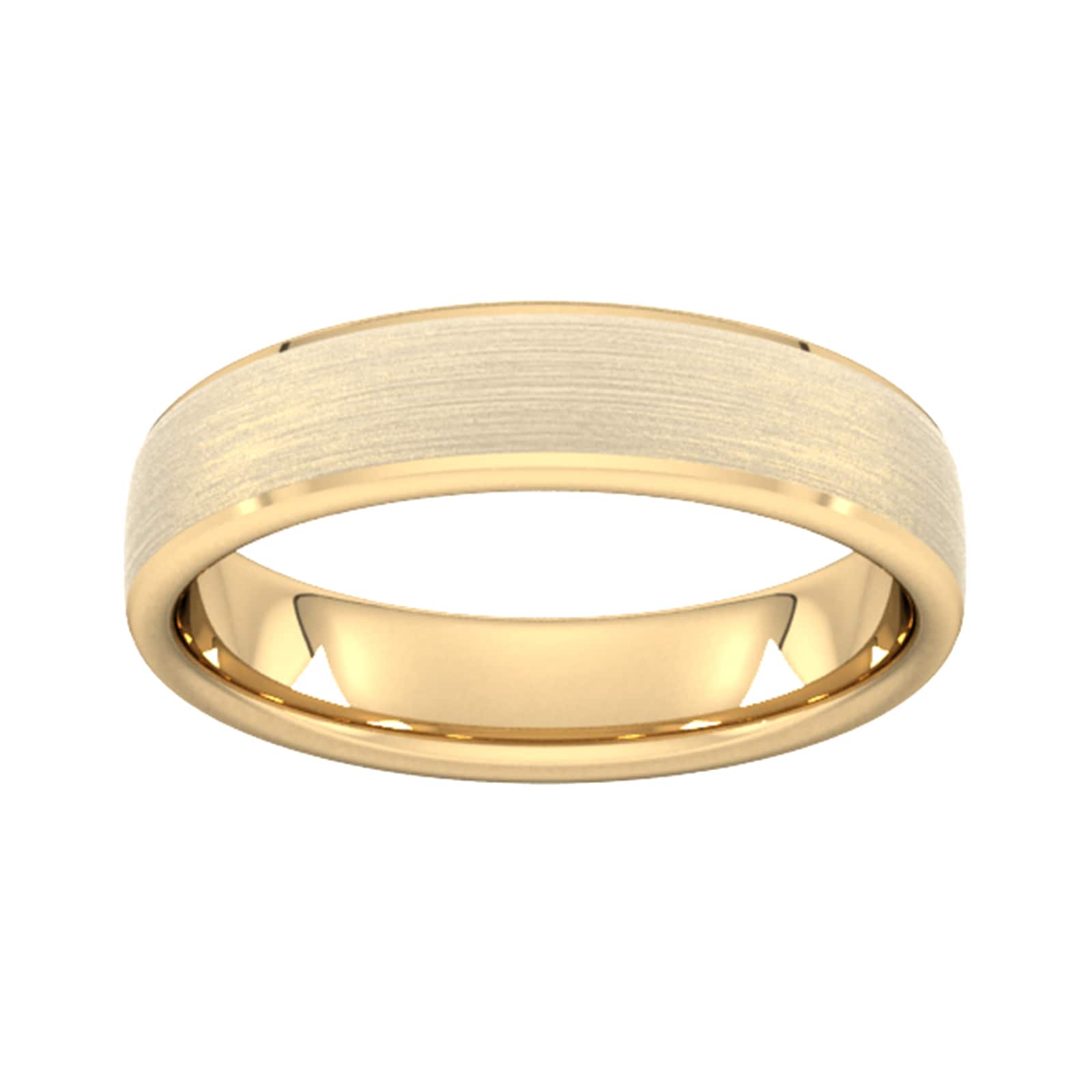 Goldsmiths 5mm Slight Court Standard Polished Chamfered Edges With Matt Centre Wedding Ring In 9 Carat Yellow Gold