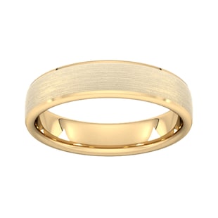 Goldsmiths 5mm Slight Court Standard Polished Chamfered Edges With Matt Centre Wedding Ring In 9 Carat Yellow Gold