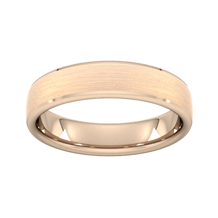 Goldsmiths 5mm Slight Court Standard Polished Chamfered Edges With Matt Centre Wedding Ring In 9 Carat Rose Gold - Ring Size G