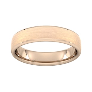 Goldsmiths 5mm Slight Court Standard Polished Chamfered Edges With Matt Centre Wedding Ring In 9 Carat Rose Gold