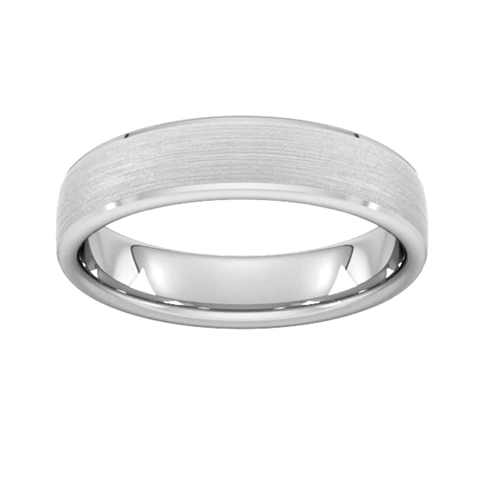 5mm Slight Court Standard Polished Chamfered Edges With Matt Centre Wedding Ring In Platinum - Ring Size L