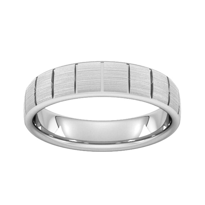 Goldsmiths 5mm Slight Court Standard Vertical Lines Wedding Ring In 9 Carat White Gold