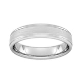 Goldsmiths 5mm Slight Court Standard Matt Centre With Grooves Wedding Ring In 9 Carat White Gold - Ring Size M