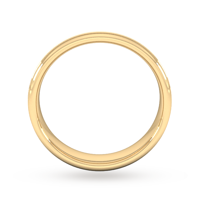 Goldsmiths 5mm Slight Court Standard Matt Centre With Grooves Wedding Ring In 9 Carat Yellow Gold
