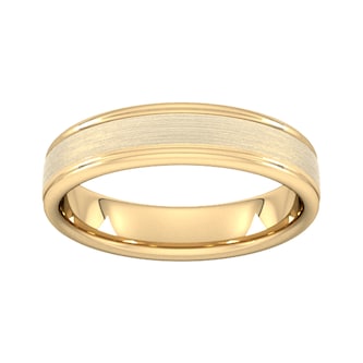 Best Luxury 
5mm Slight Court Standard Matt Centre With Grooves Wedding Ring In 18 Carat Yellow Gold