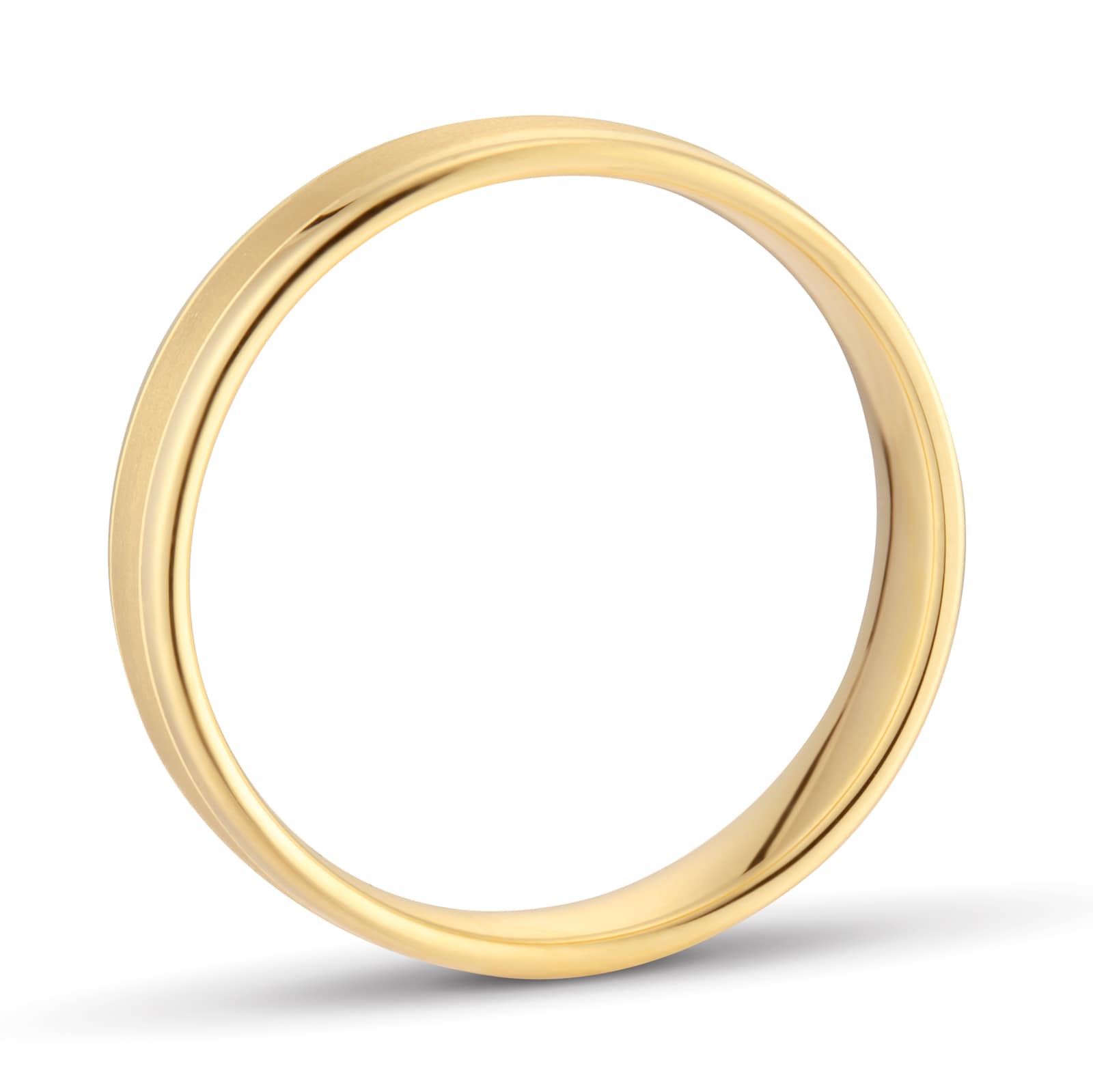 Goldsmiths 5mm Slight Court Standard Matt Centre With Grooves Wedding Ring In 18 Carat Yellow Gold - Ring Size N