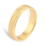 Goldsmiths 5mm Slight Court Standard Matt Centre With Grooves Wedding Ring In 18 Carat Yellow Gold - Ring Size M