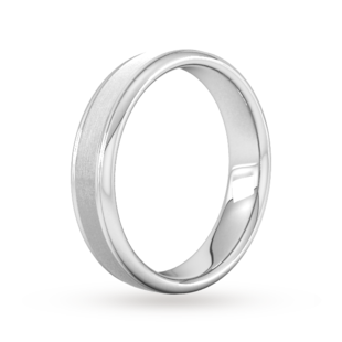 Goldsmiths 5mm Slight Court Standard Matt Centre With Grooves Wedding Ring In 950 Palladium