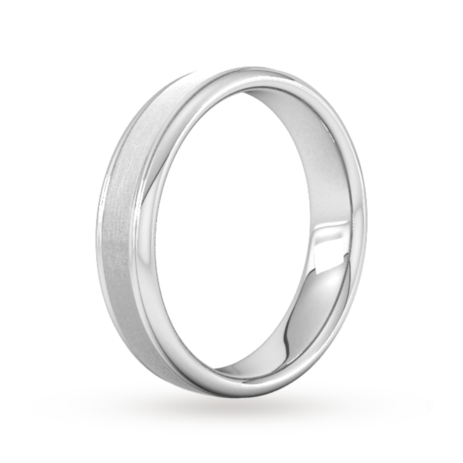 Goldsmiths 5mm Slight Court Standard Matt Centre With Grooves Wedding Ring In 950 Palladium