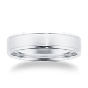 Goldsmiths Platinum 5mm Classic Pattern Mens Wedding Ring