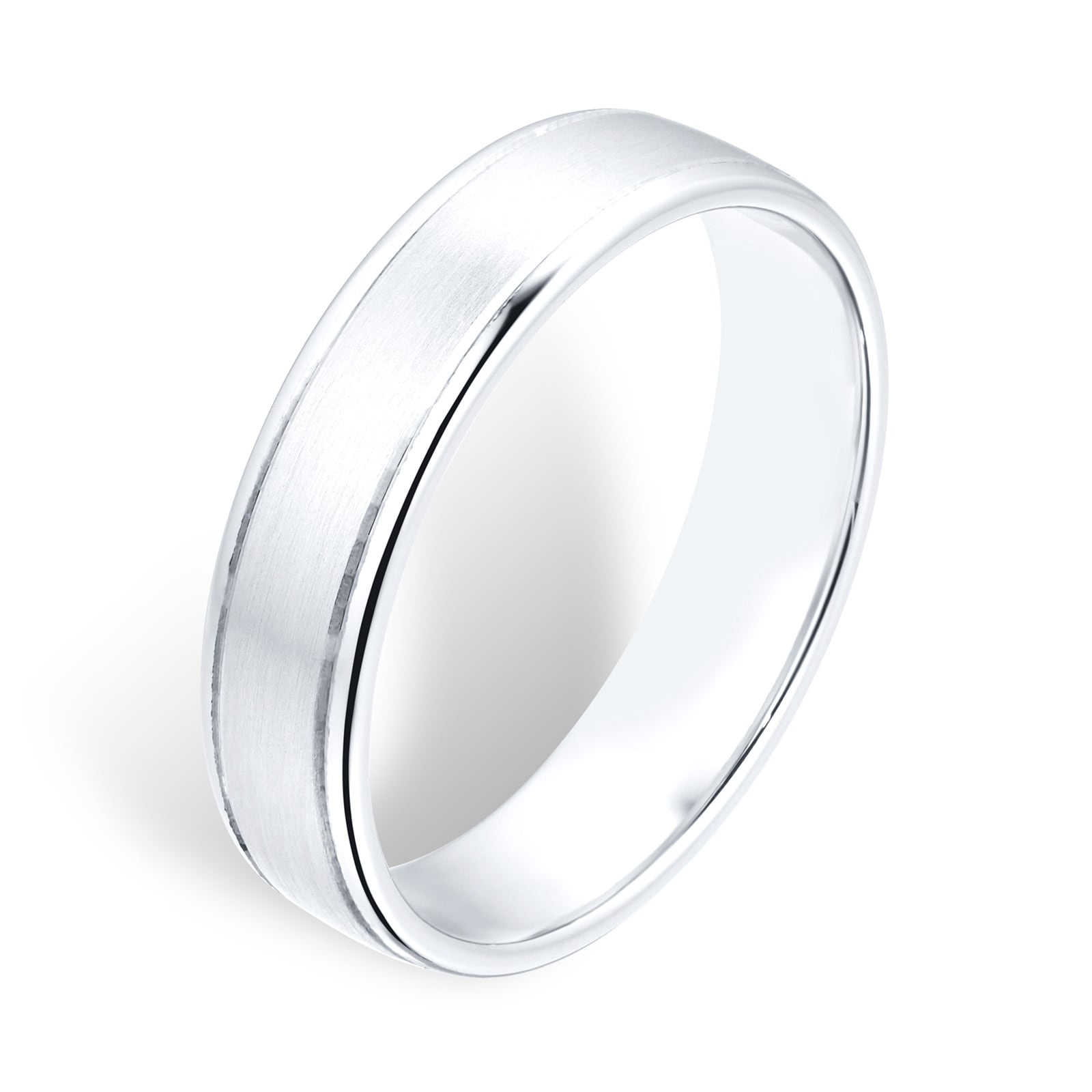 Goldsmiths Platinum 5mm Classic Pattern Mens Wedding Ring