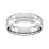 Goldsmiths 6mm Slight Court Standard Milgrain Centre Wedding Ring In 9 Carat White Gold