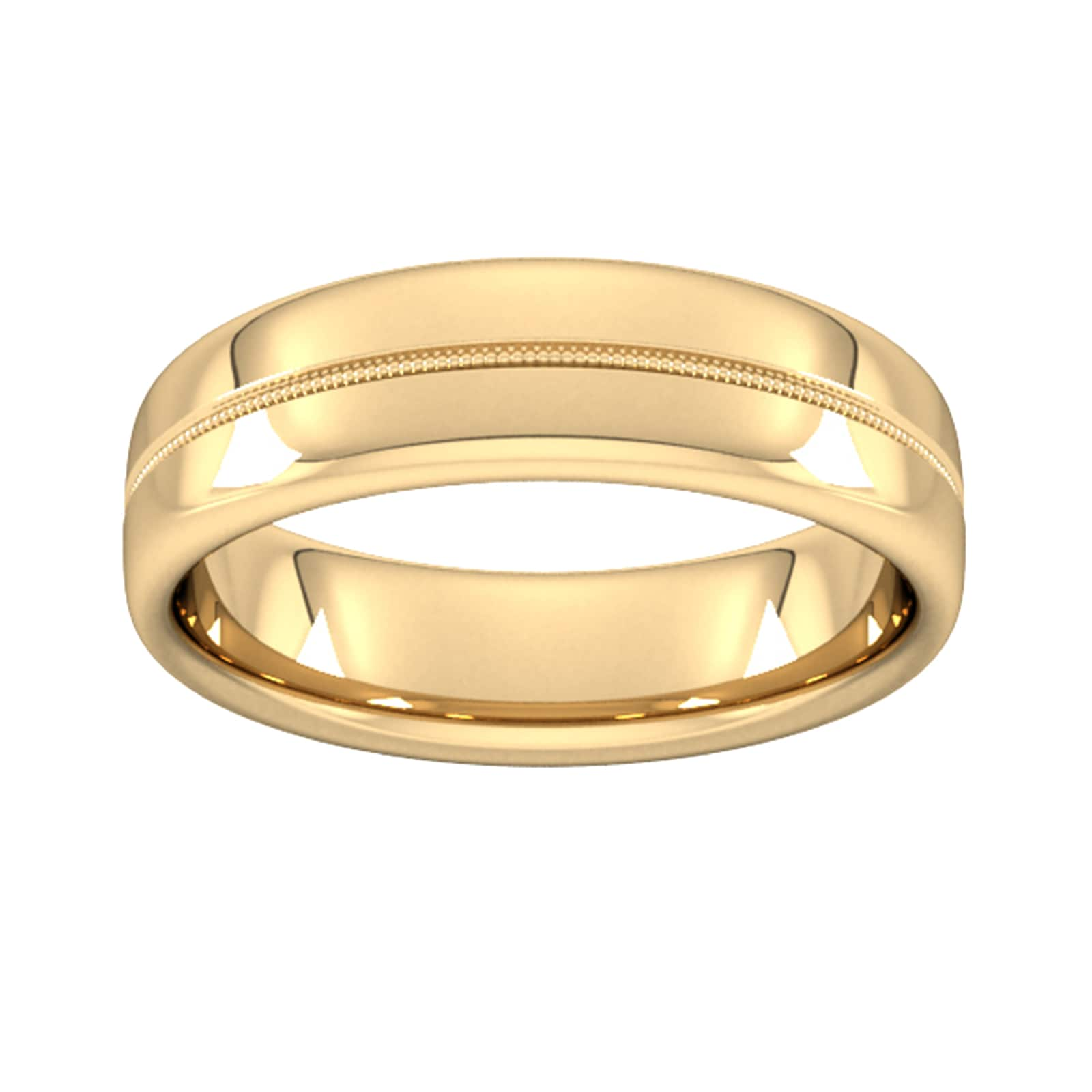 6mm Slight Court Standard Milgrain Centre Wedding Ring In 9 Carat Yellow Gold - Ring Size I