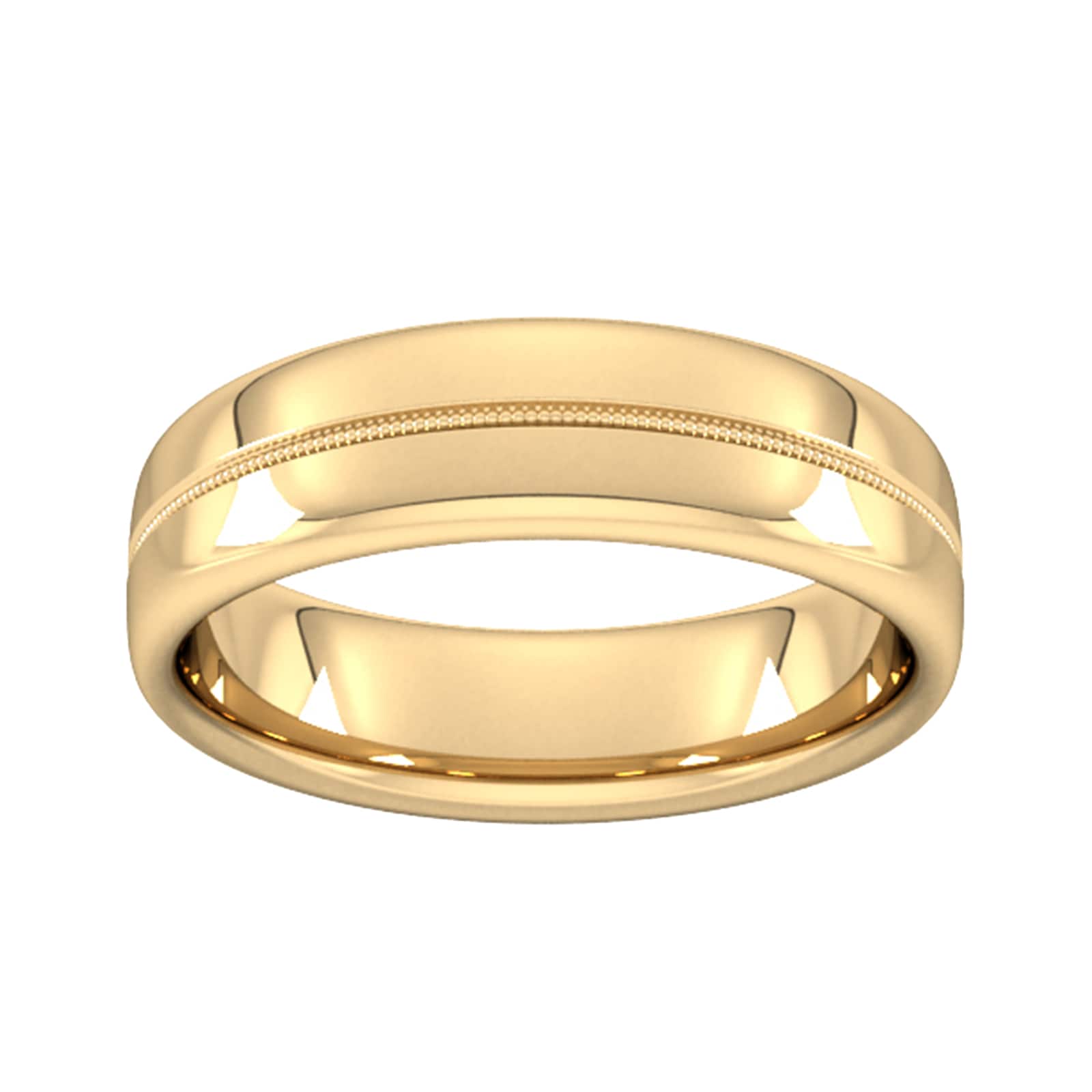 6mm Slight Court Standard Milgrain Centre Wedding Ring In 18 Carat Yellow Gold - Ring Size W