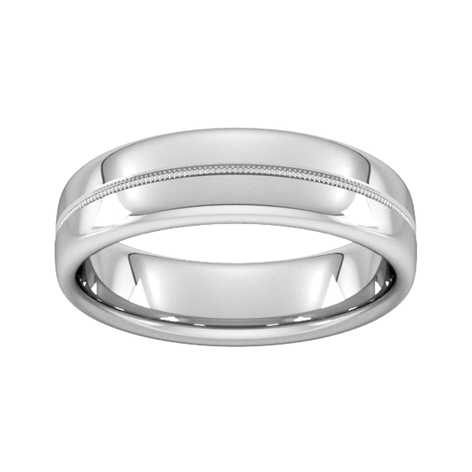 6mm Slight Court Standard Milgrain Centre Wedding Ring In Platinum - Ring Size P