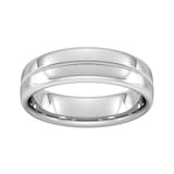 Goldsmiths 6mm Slight Court Standard Milgrain Centre Wedding Ring In Platinum - Ring Size Z