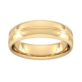 Goldsmiths 6mm Slight Court Standard Grooved Polished Finish Wedding Ring In 9 Carat Yellow Gold - Ring Size S