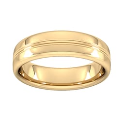 08306699 - 6mm Slight Court Standard Grooved Polished Finish Wedding Ring In 9 Carat Yellow Gold