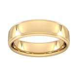 Goldsmiths 6mm Slight Court Standard Polished Finish With Grooves Wedding Ring In 9 Carat Yellow Gold - Ring Size G