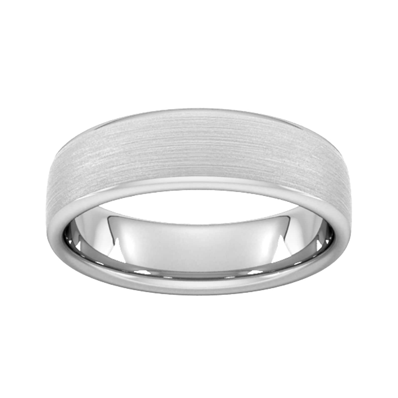 Goldsmiths 6mm Slight Court Standard Matt Finished Wedding Ring In 9 Carat White Gold Goldsmiths 6mm Slight Court Standard Matt Finished Wedding Ring In 9 Carat White Gold
