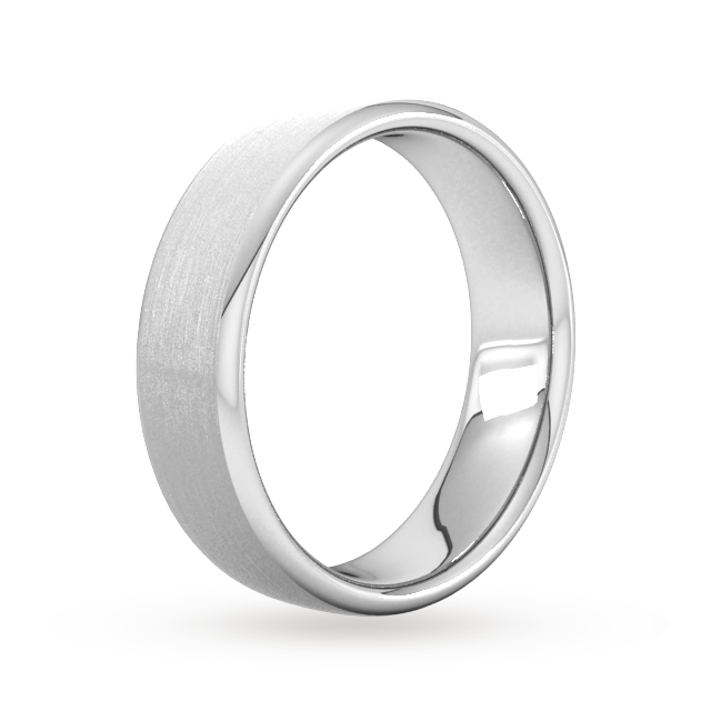 Goldsmiths 6mm Slight Court Standard Matt Finished Wedding Ring In 9 Carat White Gold Goldsmiths 6mm Slight Court Standard Matt Finished Wedding Ring In 9 Carat White Gold
