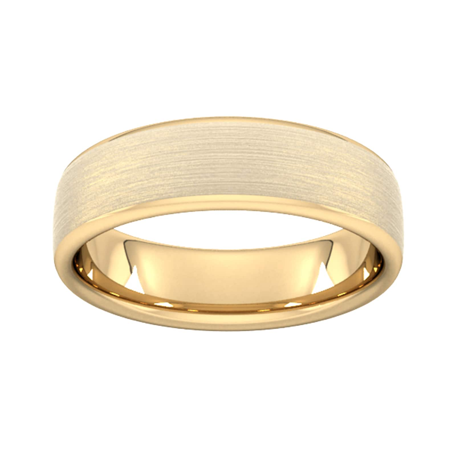 6mm Slight Court Standard Matt Finished Wedding Ring In 9 Carat Yellow Gold - Ring Size J