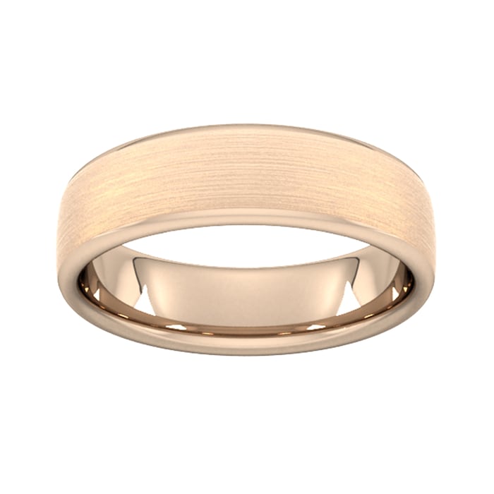 Goldsmiths 6mm Slight Court Standard Matt Finished Wedding Ring In 9 Carat Rose Gold