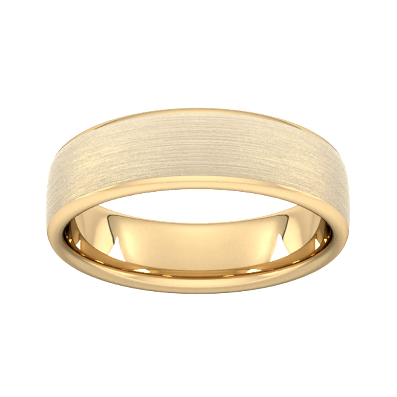 6mm Slight Court Standard Matt Finished Wedding Ring In 18 Carat Yellow Gold - Ring Size J