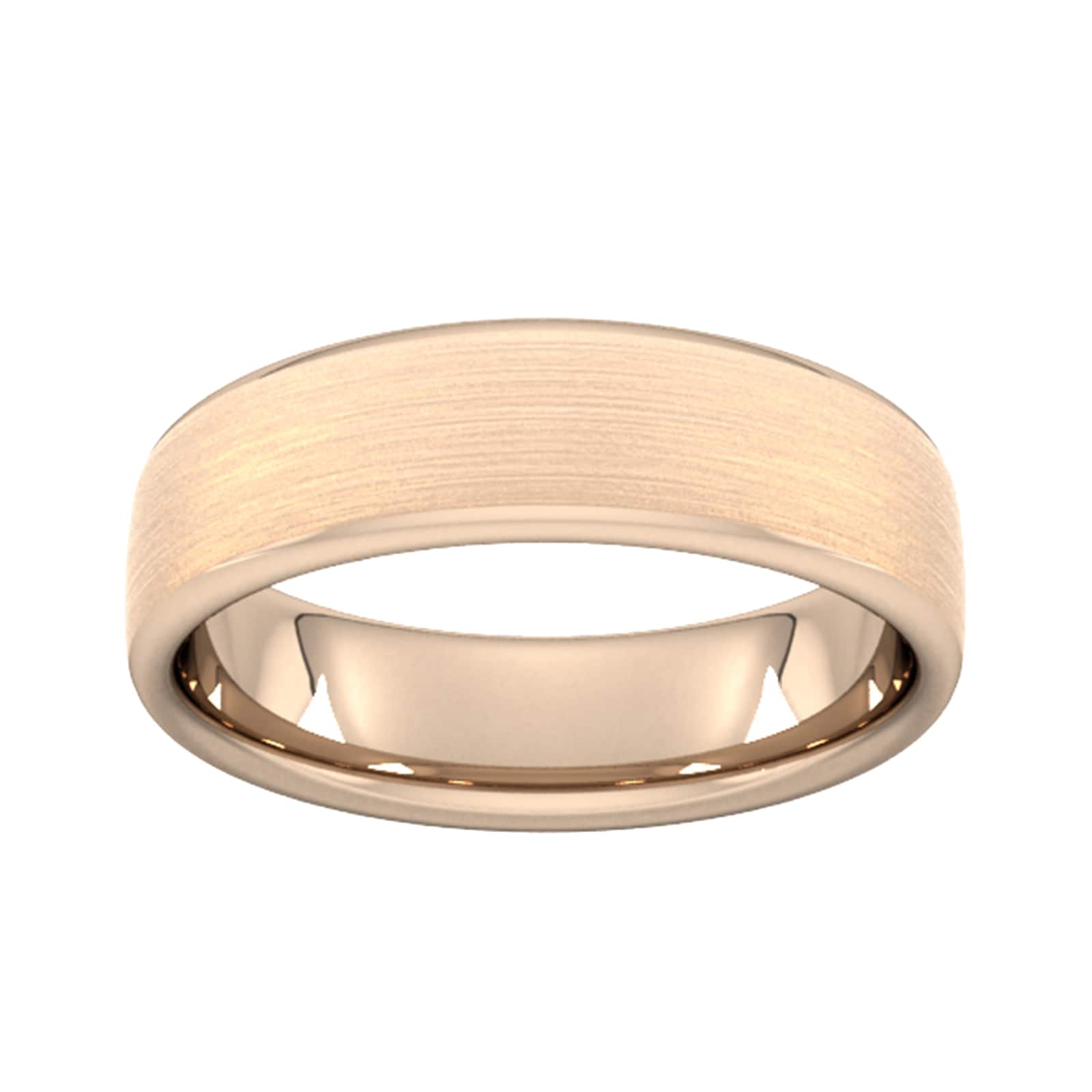 6mm Slight Court Standard Matt Finished Wedding Ring In 18 Carat Rose Gold - Ring Size K