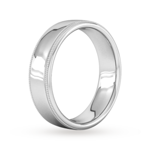 Goldsmiths 6mm Slight Court Standard Milgrain Edge Wedding Ring In Platinum