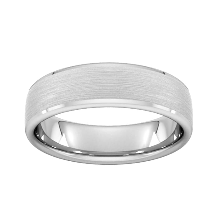 Goldsmiths 6mm Slight Court Standard Polished Chamfered Edges With Matt Centre Wedding Ring In 9 Carat White Gold