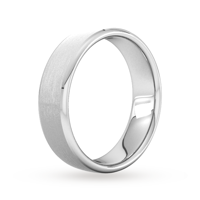 Goldsmiths 6mm Slight Court Standard Polished Chamfered Edges With Matt Centre Wedding Ring In 9 Carat White Gold Goldsmiths 6mm Slight Court Standard Polished Chamfered Edges With Matt Centre Wedding Ring In 9 Carat White Gold