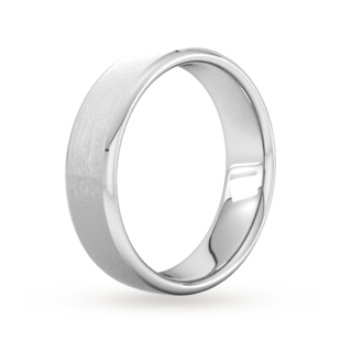 Goldsmiths 6mm Slight Court Standard Polished Chamfered Edges With Matt Centre Wedding Ring In 9 Carat White Gold