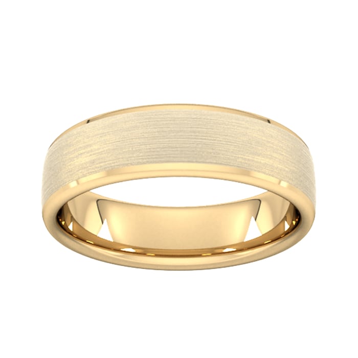 Goldsmiths 6mm Slight Court Standard Polished Chamfered Edges With Matt Centre Wedding Ring In 9 Carat Yellow Gold