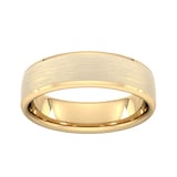 Goldsmiths 6mm Slight Court Standard Polished Chamfered Edges With Matt Centre Wedding Ring In 9 Carat Yellow Gold