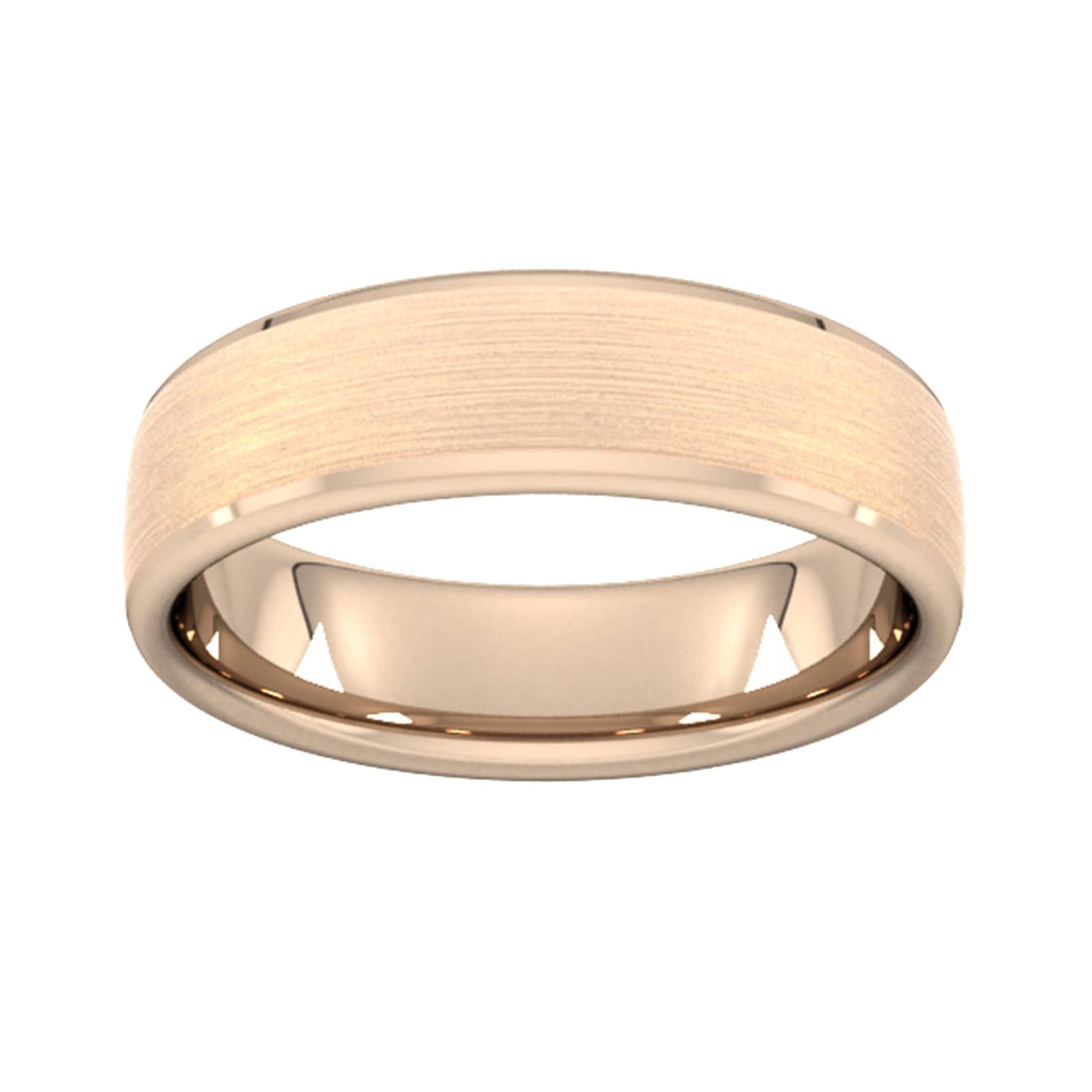 6mm Slight Court Standard Polished Chamfered Edges With Matt Centre Wedding Ring In 9 Carat Rose Gold - Ring Size K