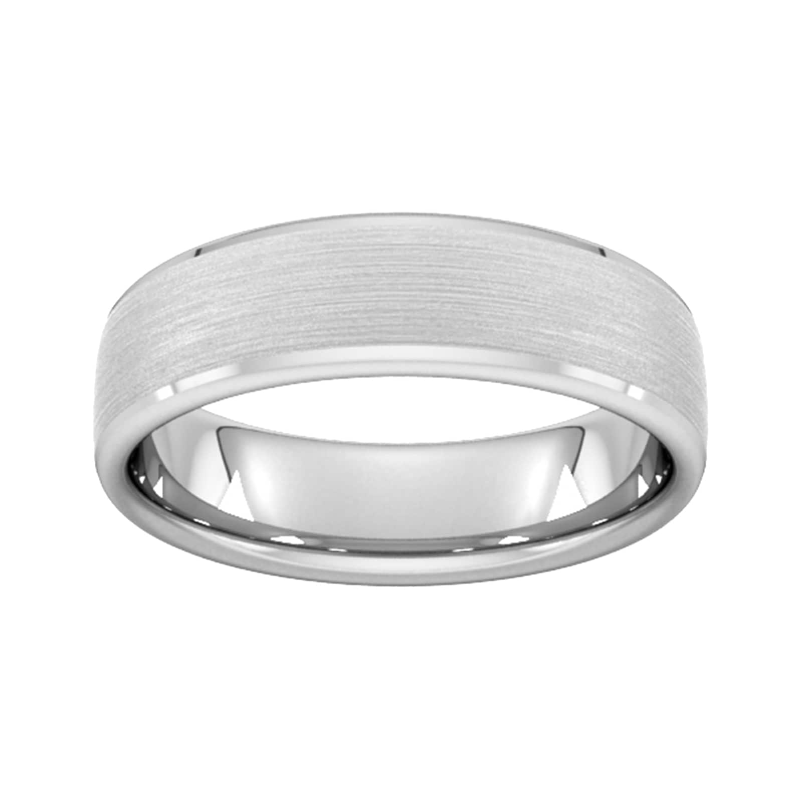 6mm Slight Court Standard Polished Chamfered Edges With Matt Centre Wedding Ring In 18 Carat White Gold - Ring Size S