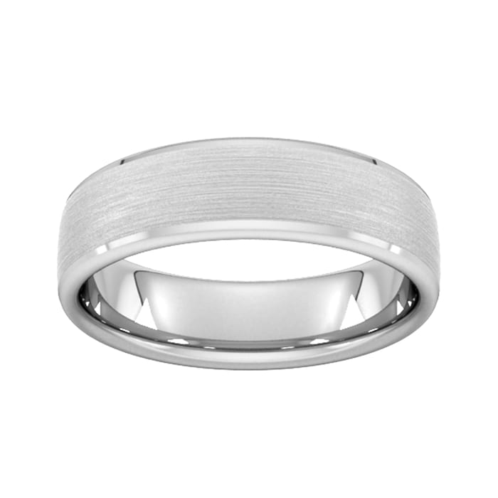 Goldsmiths 6mm Slight Court Standard Polished Chamfered Edges With Matt Centre Wedding Ring In 950 Palladium