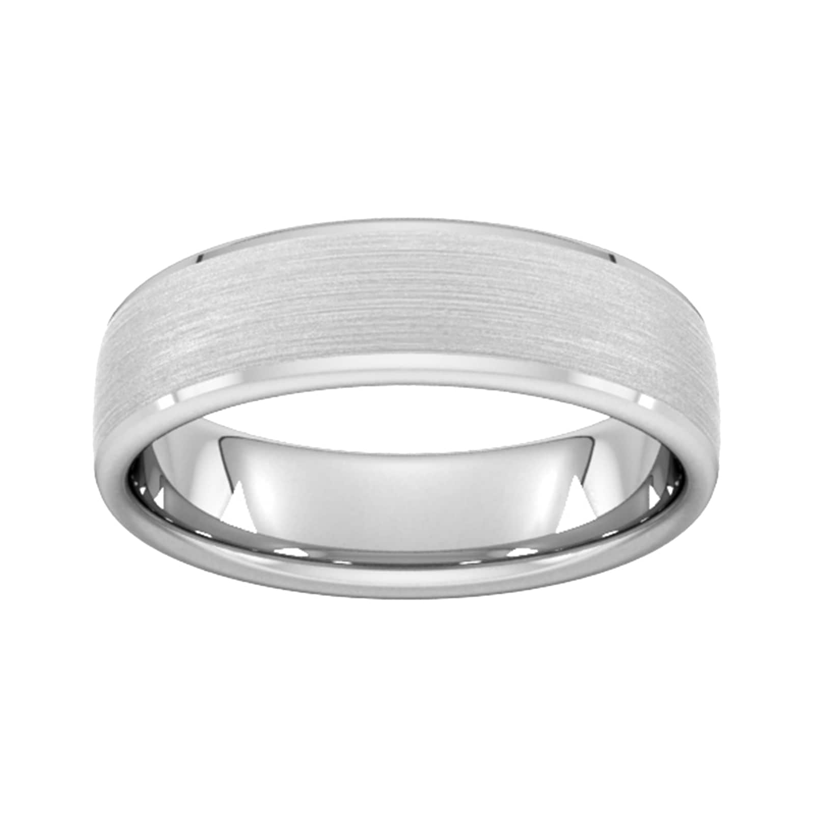 Goldsmiths Platinum 6mm Brushed Wedding Ring - Ring Size M