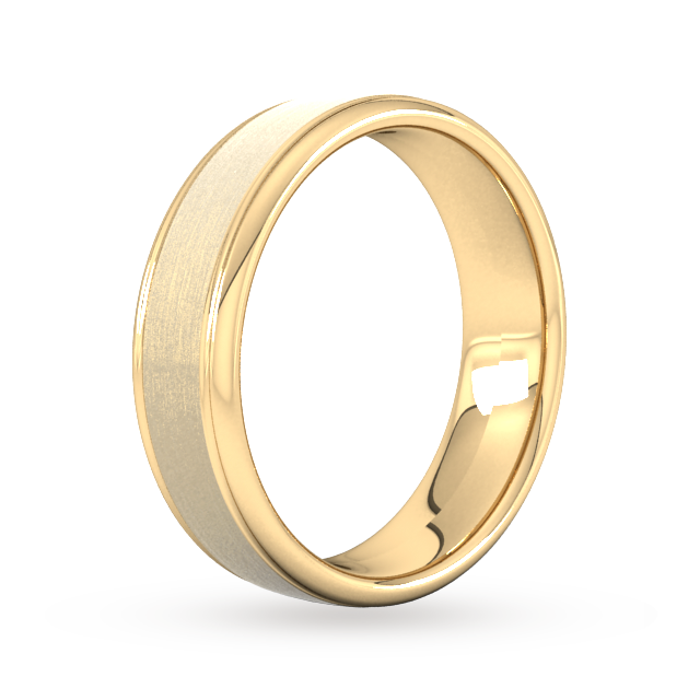 Goldsmiths 6mm Slight Court Standard Matt Centre With Grooves Wedding Ring In 9 Carat Yellow Gold